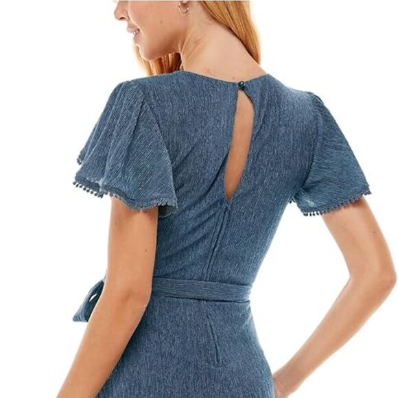 NWT City Studios Juniors Flutter-Sleeve Belted Dress Size 13 - Picture 3 of 5